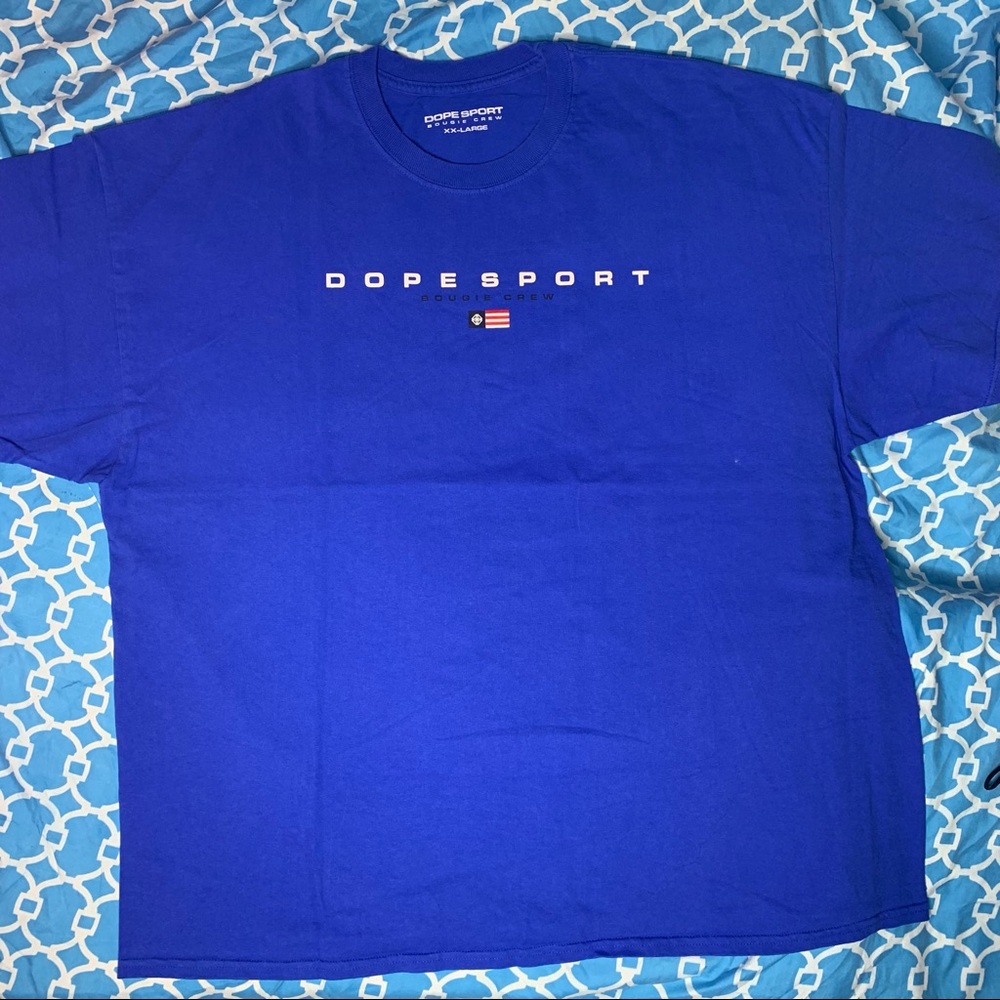 Dope Sport T Shirt Mens size 2XL Bougie Crew Blue Flag Tee flag New York Atlanta